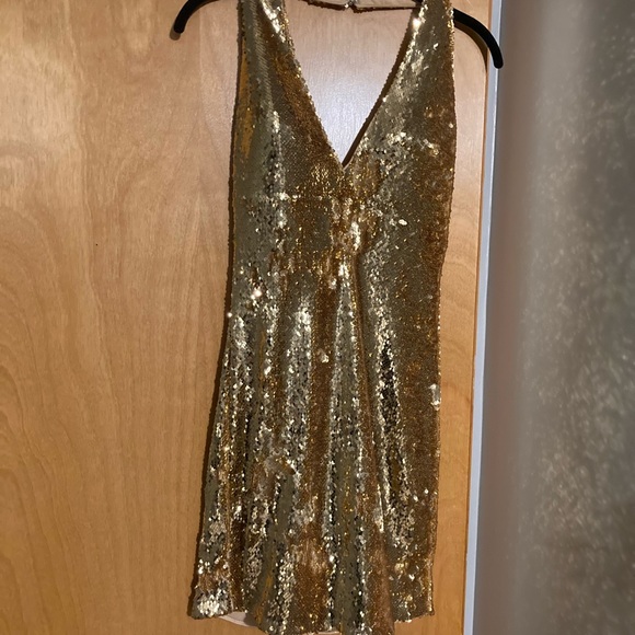 JVN by Jovani Gold Sequin Formal Dress - Picture 1 of 7